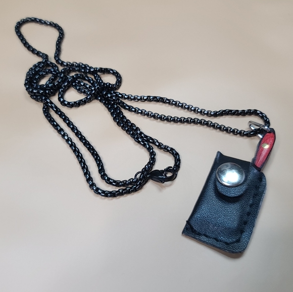 Hatchet Cleaver Wood Butcher Knife Iridescent Rainbow Necklace Wood - Picture 7 of 15